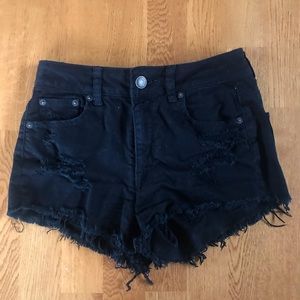 high-rise black jean shorts